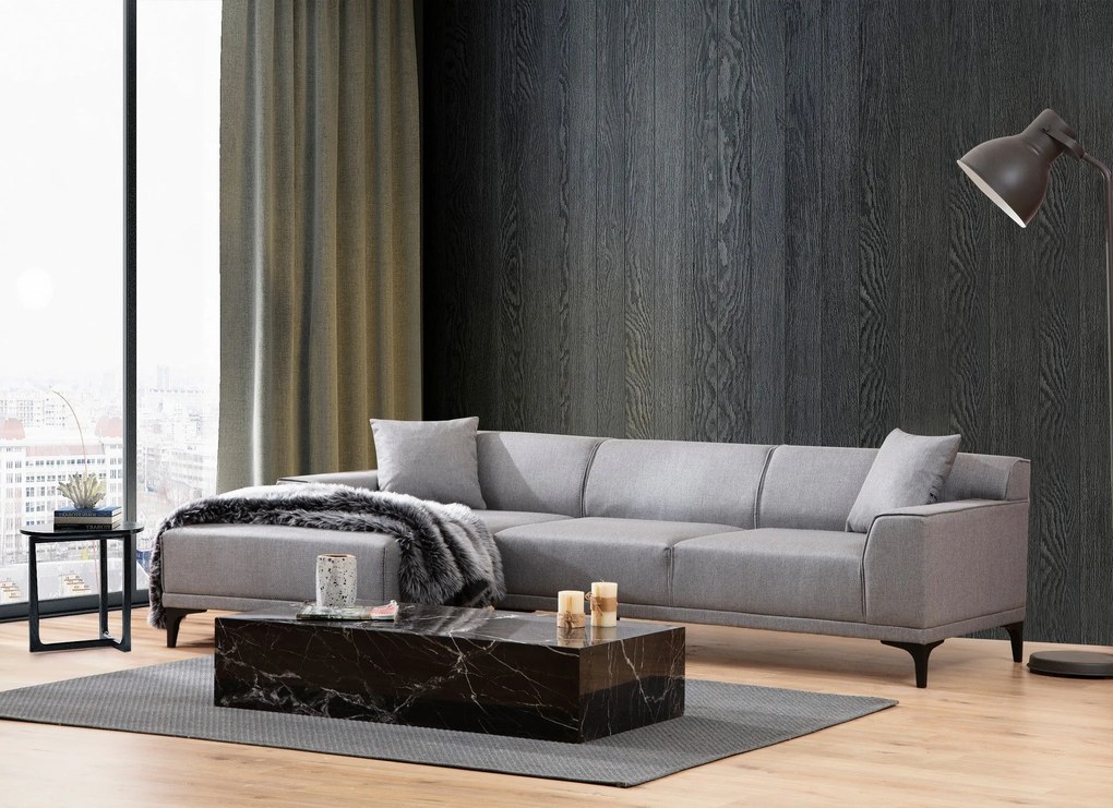 Sofá de Canto Petra – Cinzento Claro – 145 x 250 cm