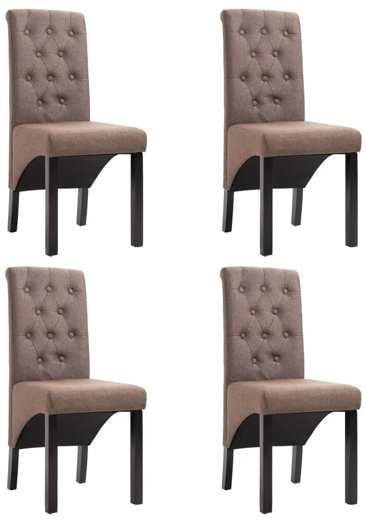 vidaXL Cadeiras de jantar 4 pcs tecido castanho