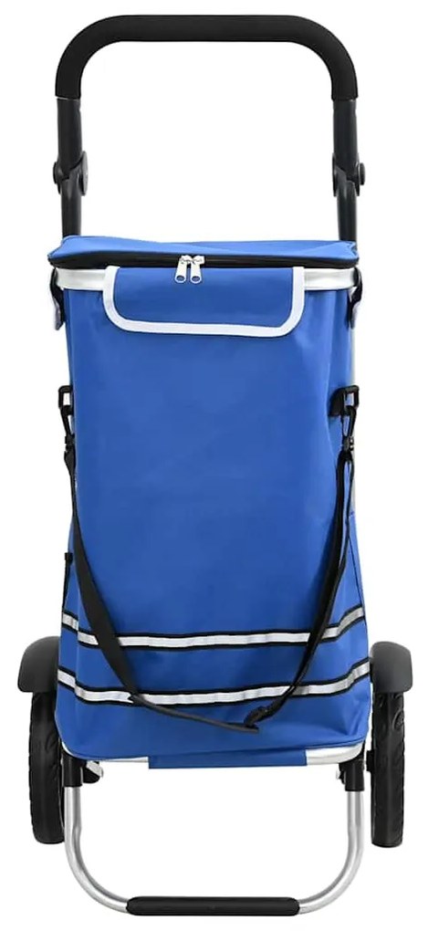 Carrinho de Compras vidaXL com Rodas e Cabo Ajustável Azul 40 L