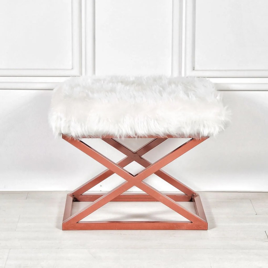 Pouffe Capraz – Copper White – 50x42x40 cm