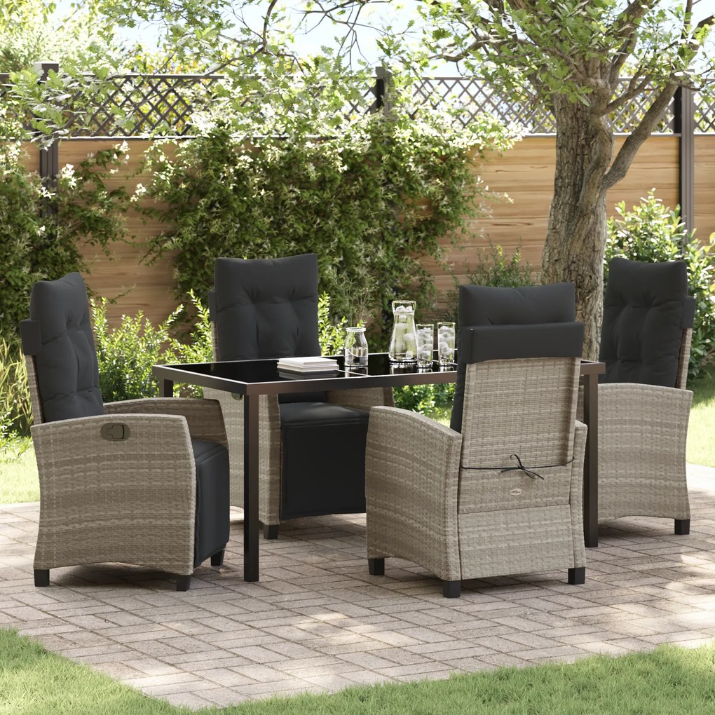 Conjunto de Jantar de Jardim de 5 Peças Cinza Claro Rattan Poly