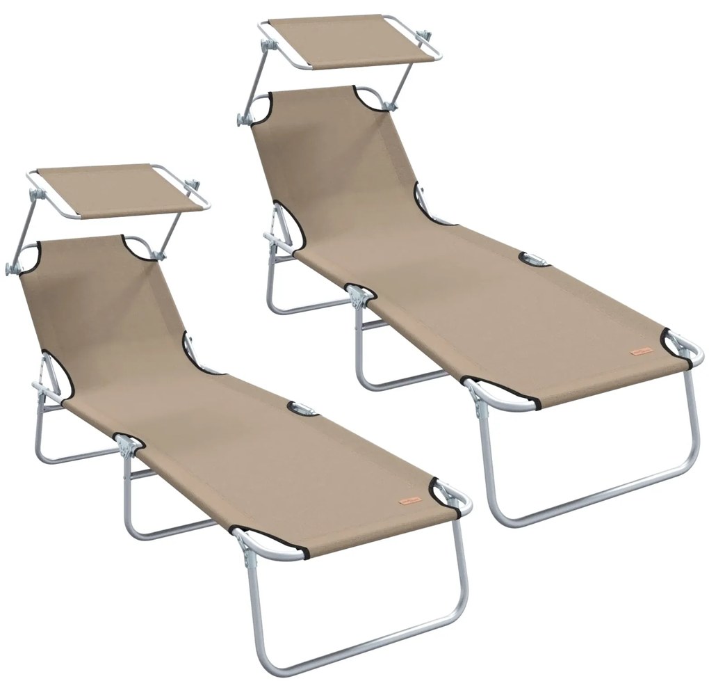 Espreguiçadeiras Dobráveis 2 pcs com Teto Taupe 600D Oxford Fabric