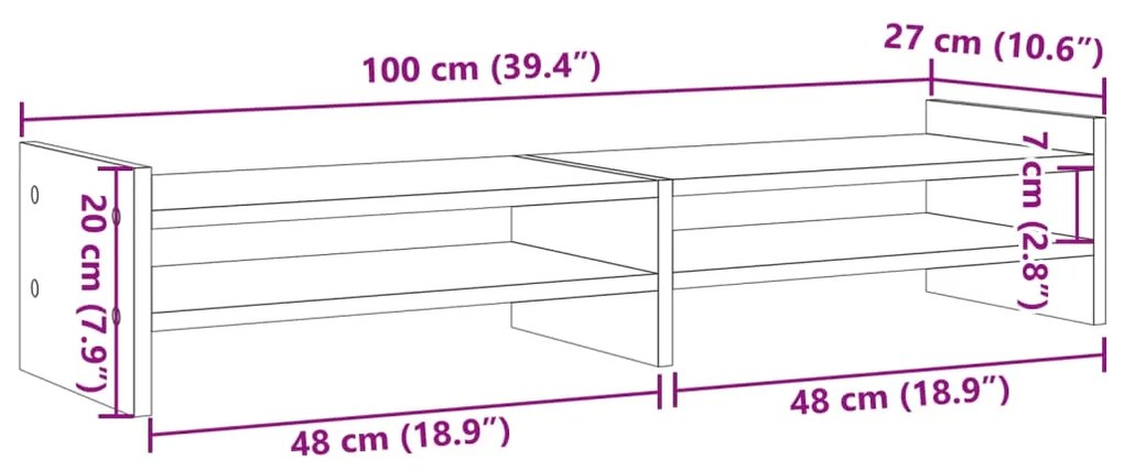 Suporte para monitor 100x27x20 cm derivados de madeira branco