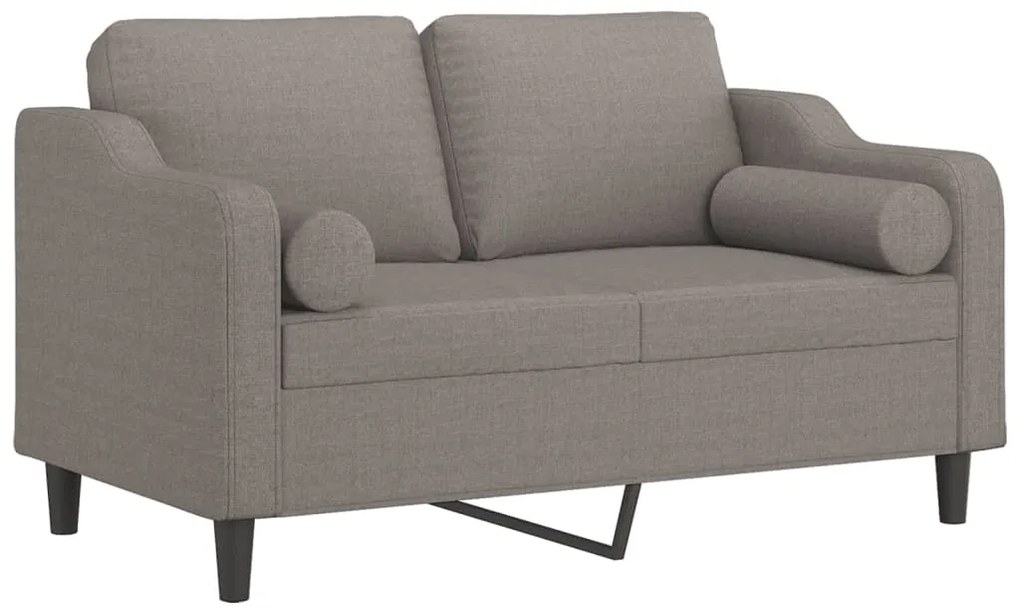 Sofá 2 lug. +almofadas decoração 120cm tecido cinza-acastanhado