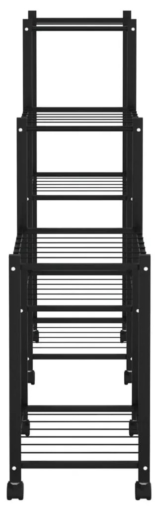 Suporte de vasos c/ rodas 83x25x83,5 cm ferro preto