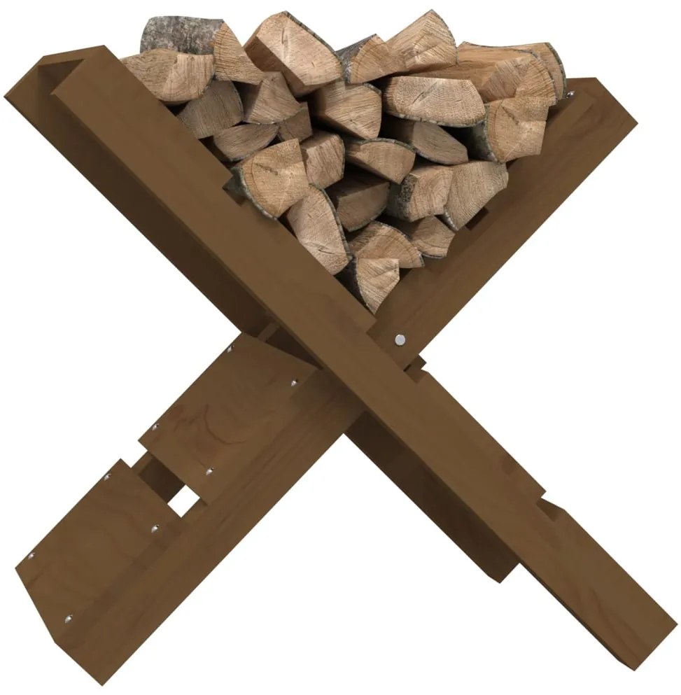 Suporte de lenha 47x39,5x48 cm pinho maciço castanho mel