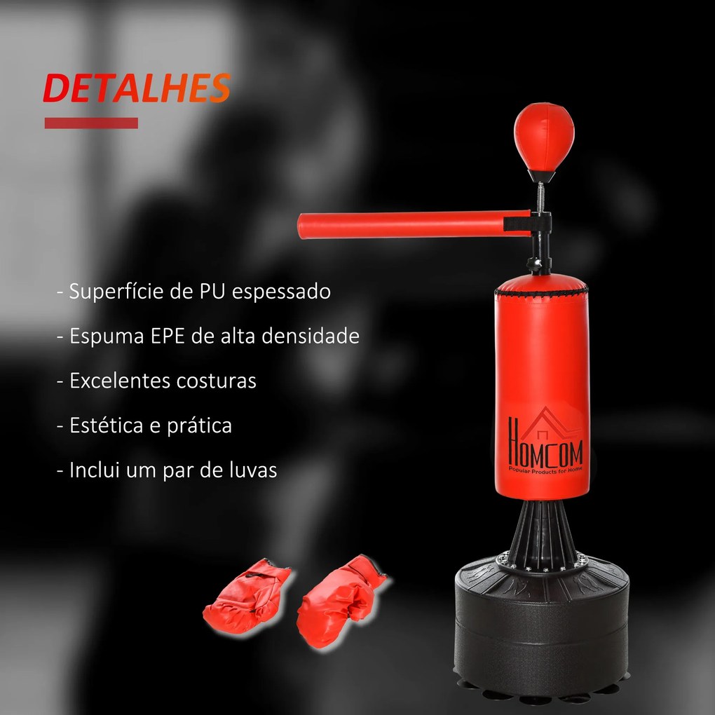 HOMCOM Punching Ball de Boxe com Altura Ajustável com Barra Giratória