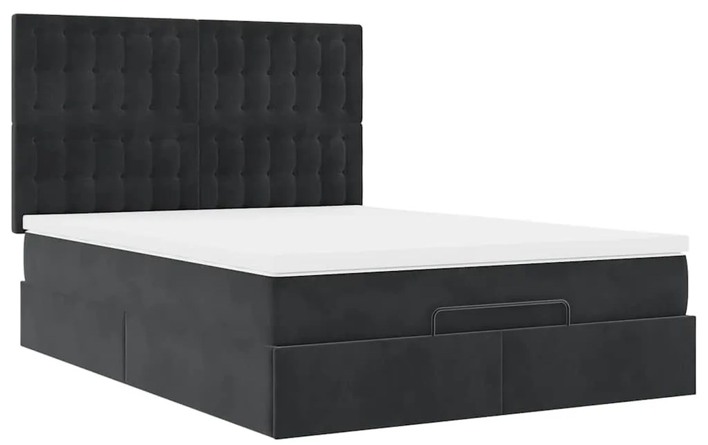 Estrutura de cama otomana com colchões 140x200 cm veludo preto