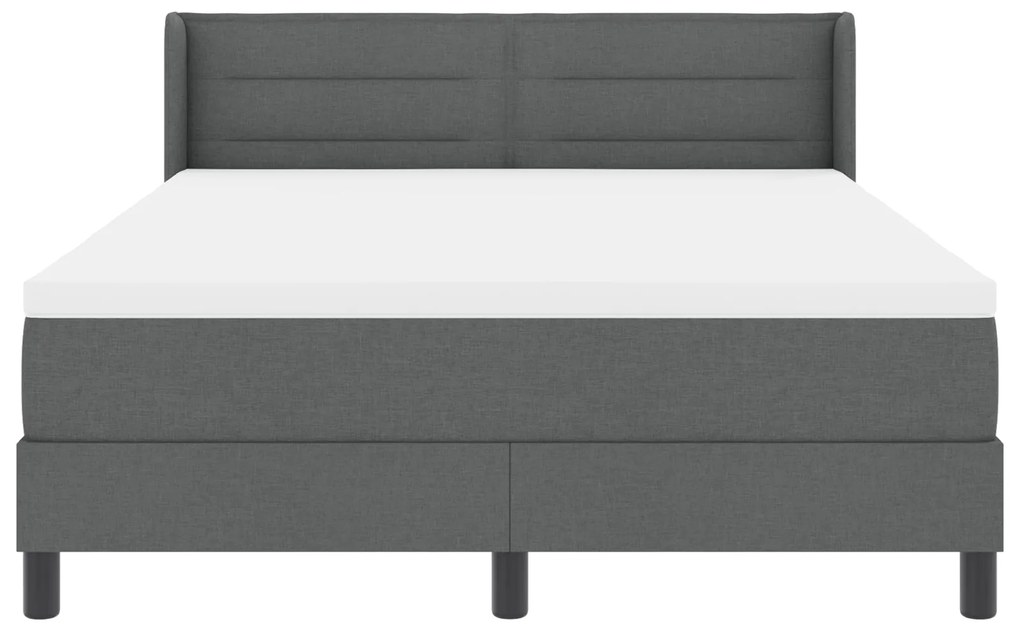 Cama Box com Colchão Cinza Escuro 140x200 cm Tecido, Cabeceira com Des