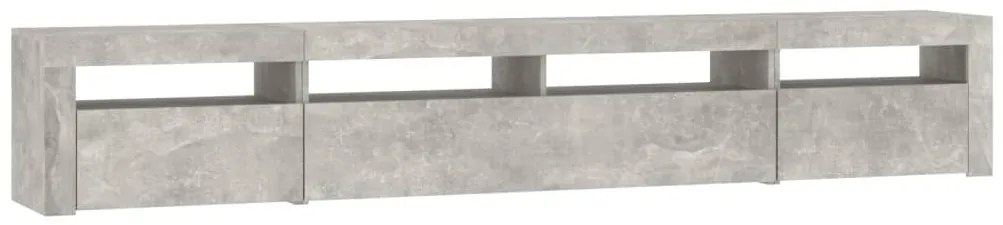 Móvel de TV com luzes LED 240x35x40 cm cinzento cimento