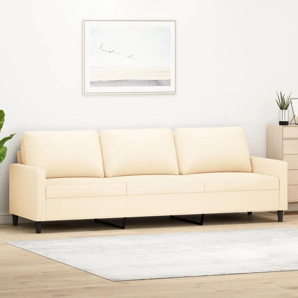 vidaXL Sofá de 3 lugares 210 cm veludo cor creme