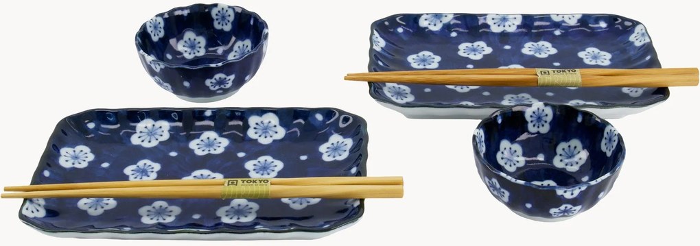 Conjunto de loiça de sushi em porcelana Ume, 2 pessoas, conjunto de 6
