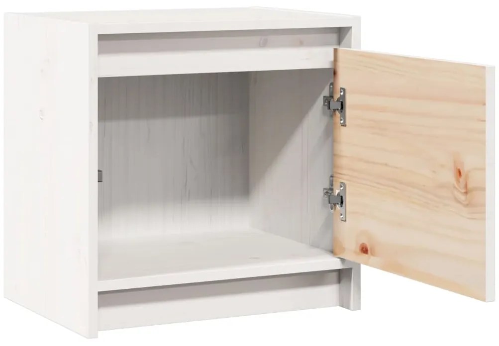 Mesa de cabeceira 40x30,5x40 cm madeira de pinho maciça branco
