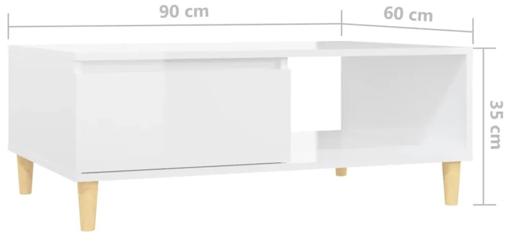 Mesa de centro 90x60x35cm derivados de madeira branco brilhante