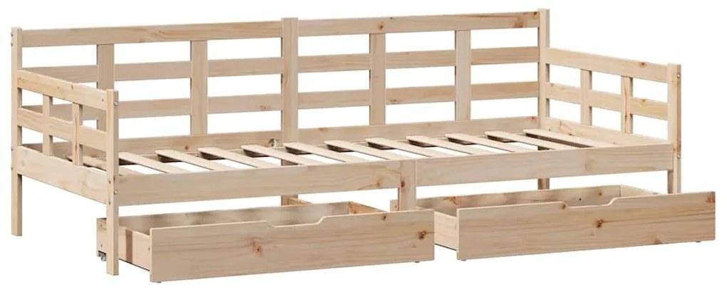 Sofá-cama com gavetas 90x200 cm madeira de pinho maciça