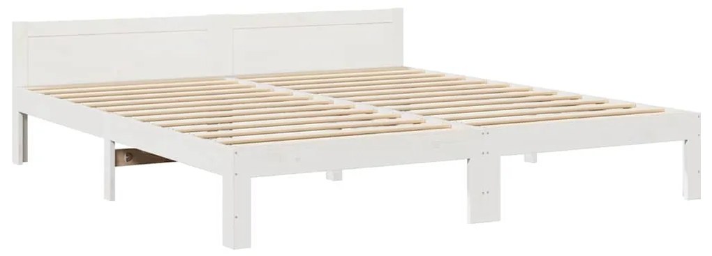 Cama sem colchão 160x200 cm madeira de pinho maciça branco