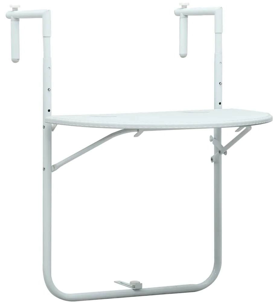 47893 vidaXL Mesa varanda pendurar 60x64x83,5cm plástico aspeto vime branco