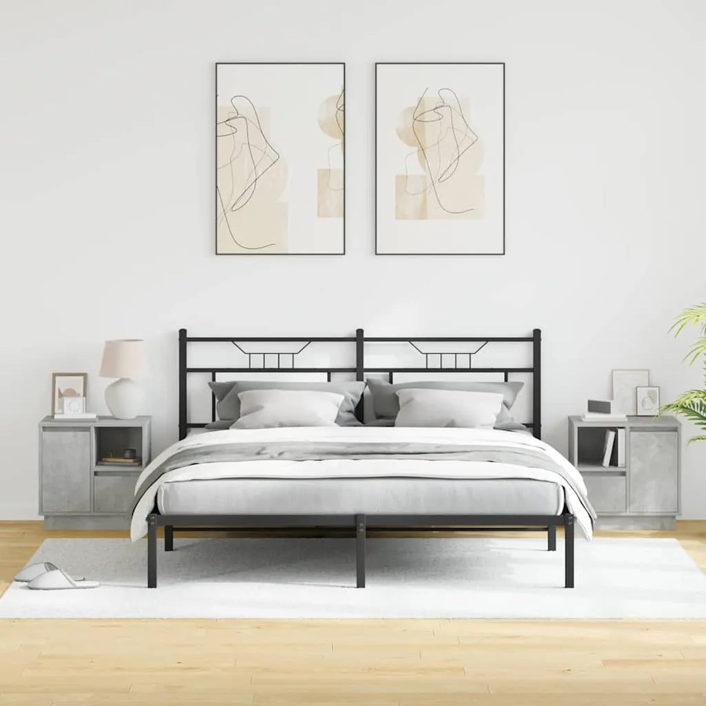 Mesas de cabeceira com LED 2 pcs betão cinza 50x34.5x50 cm