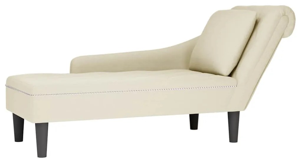 Chaise lounge c/ almofada/apoio de braços direito veludo creme