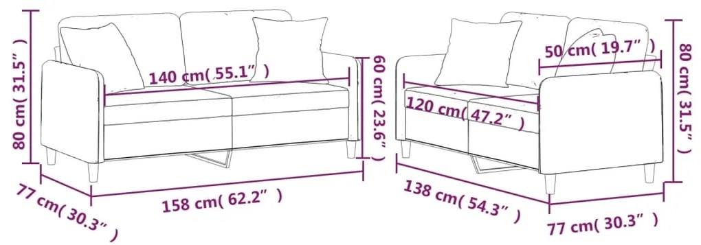 2 pcs conjunto de sofás com almofadas tecido cinzento-escuro