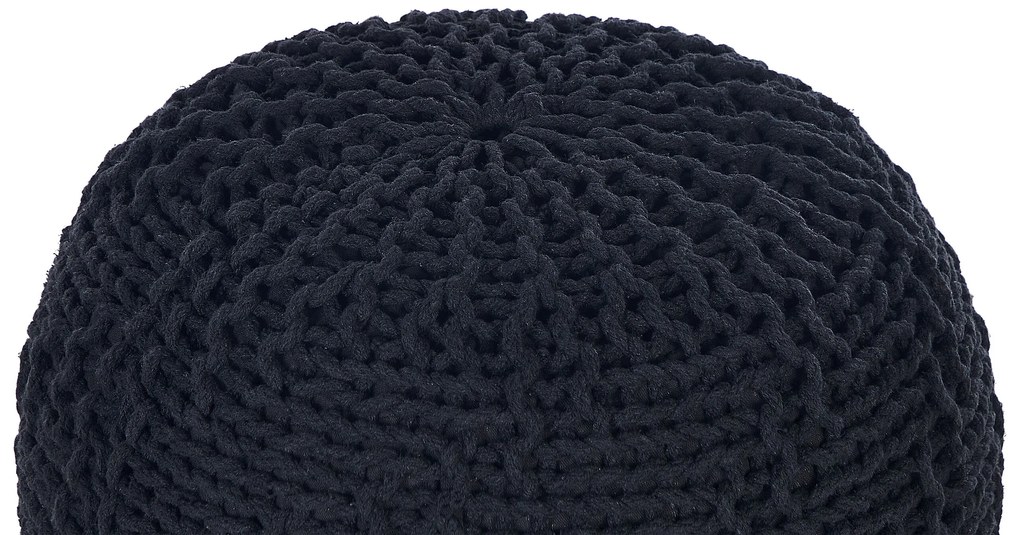 Pufe redondo em tricot preto 50 x 35 cm PRIENE Beliani