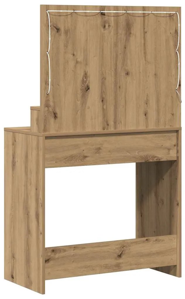 Mesa de Maquiagem vidaXL com Luzes LED em Carvalho Artisan 79x41x135 c