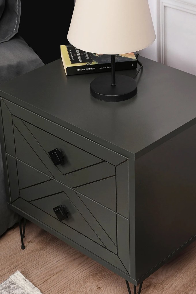 Mesa de Cabeceira Luna – Antracite – 50x55x40 cm