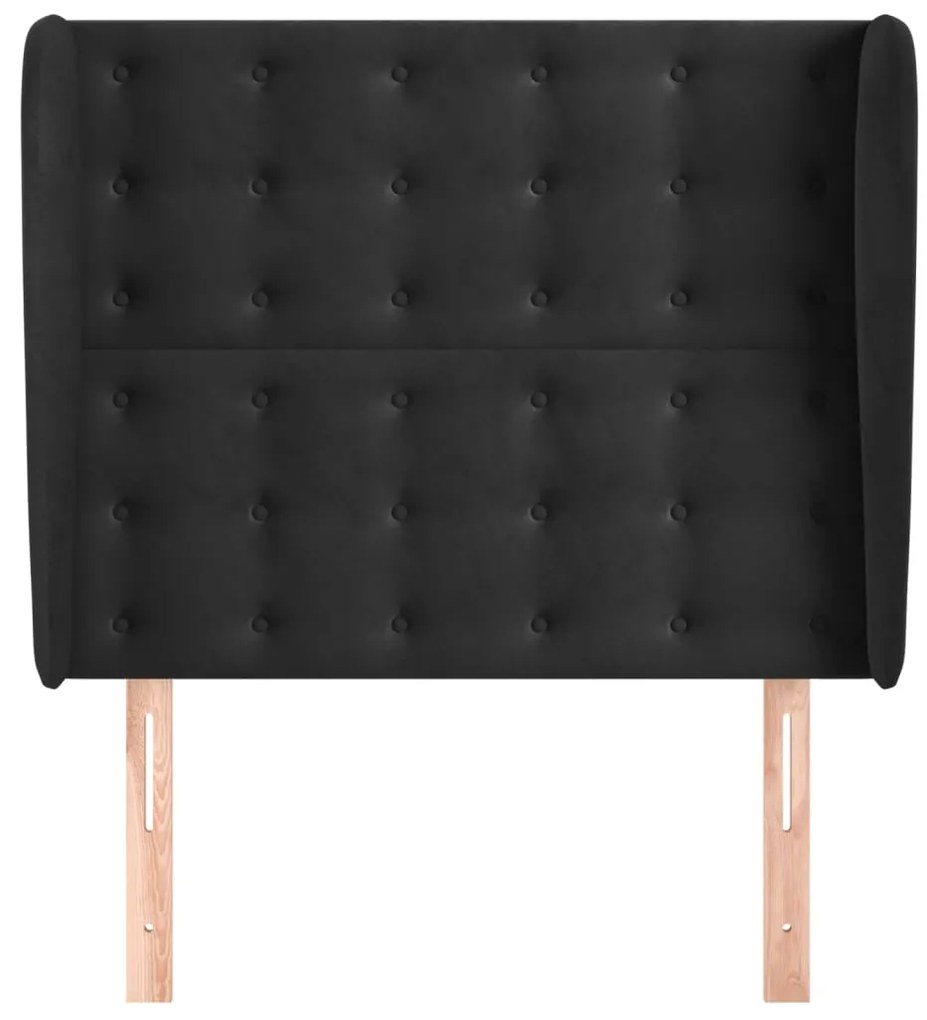 Cabeceira de cama c/ abas veludo 83x23x118/128 cm preto