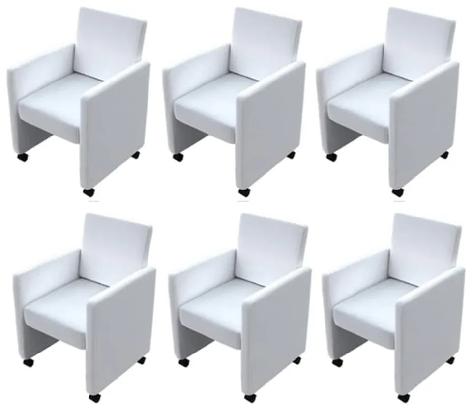 Cadeiras de jantar 6 pcs couro artificial branco