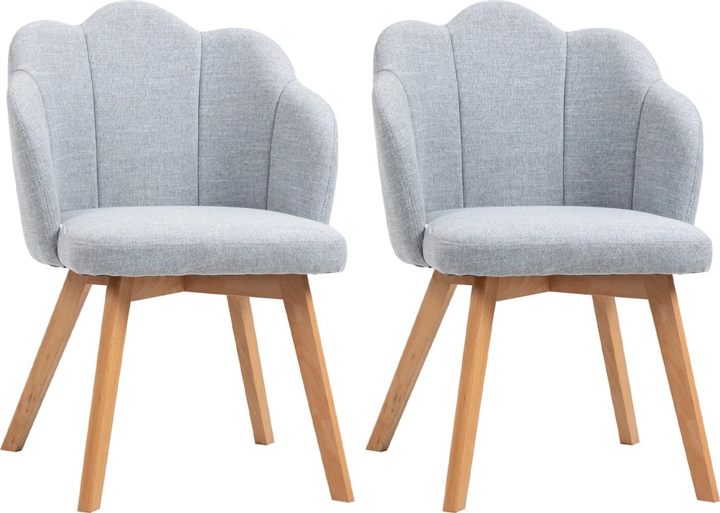 HOMCOM Cadeiras Sala de Jantar Estofada em Linho Sintético com Assento e Encosto Acolchoados Estilo Moderno 58x60x82 cm Azul Claro | Aosom Portugal