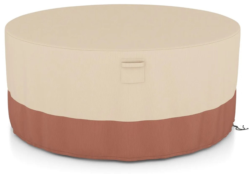 Capa impermeável para mesas redondas de exterior para conjuntos de móveis com fivelas de ventilação e cordões Cobertura impermeável 213 cm (L) Bege