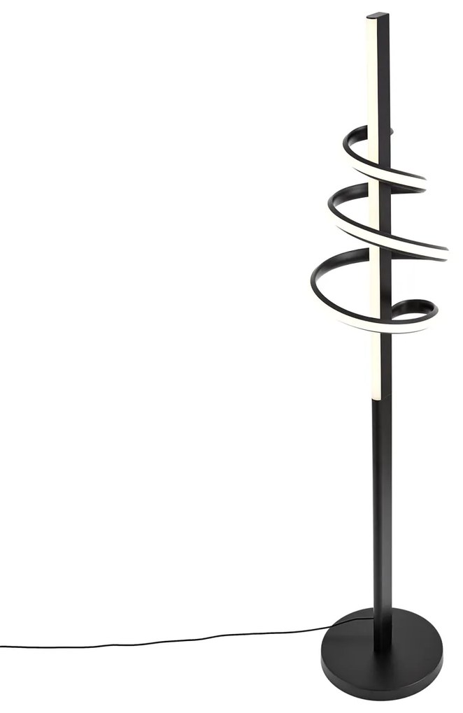 Candeeiro de pé de design preto com LED regulável - Rolla Moderno