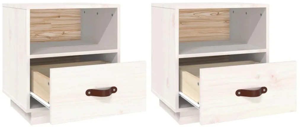 Mesas de cabeceira 2 pcs 40x34x45 cm pinho maciço branco