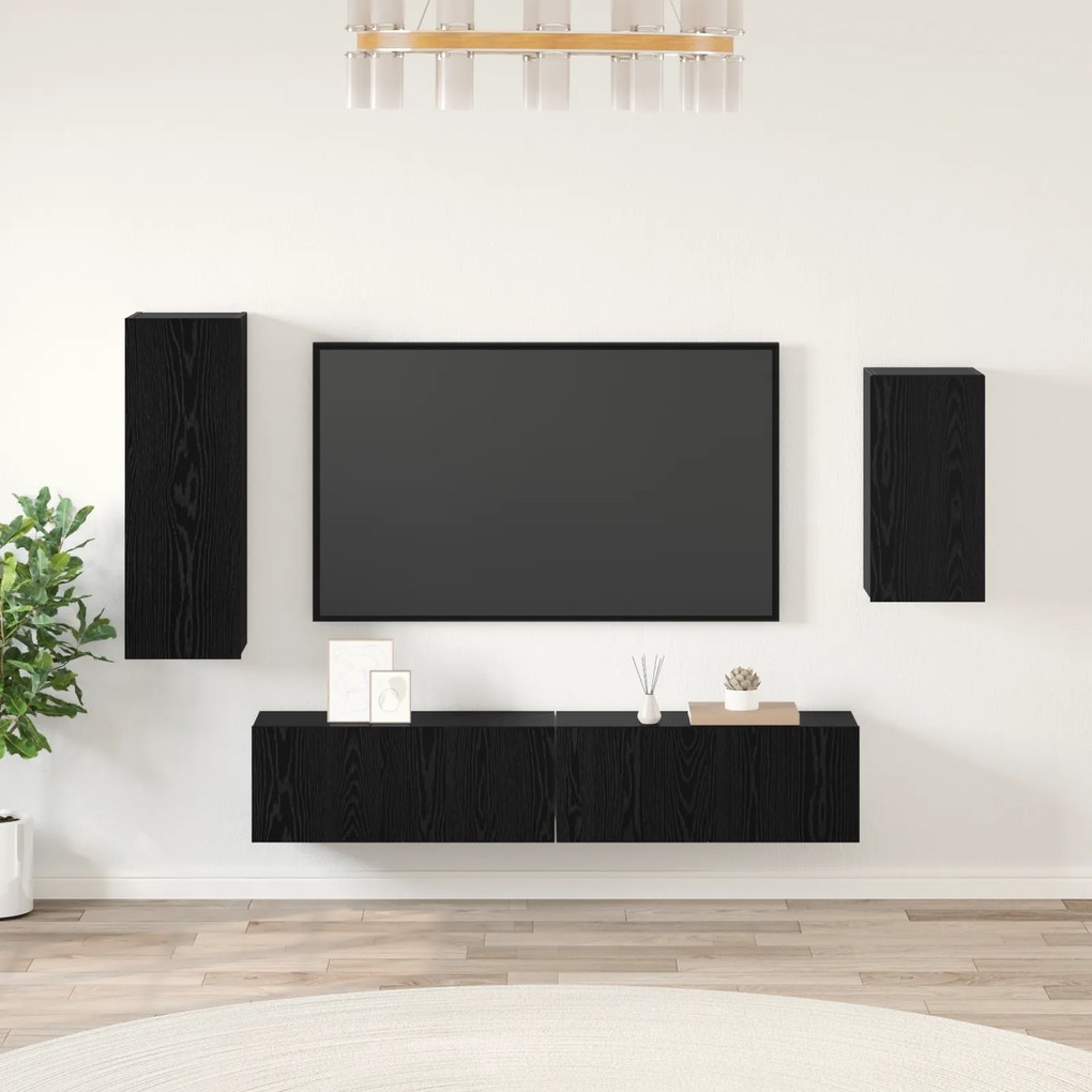 vidaXL Conjunto de Estante para TV com prateleira 4 pcs Carvalho Preto