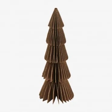 Árvore De Natal De Papel Jesper ↑15 Cm & Castanho Caramelo Com Borda Dourada - Sklum