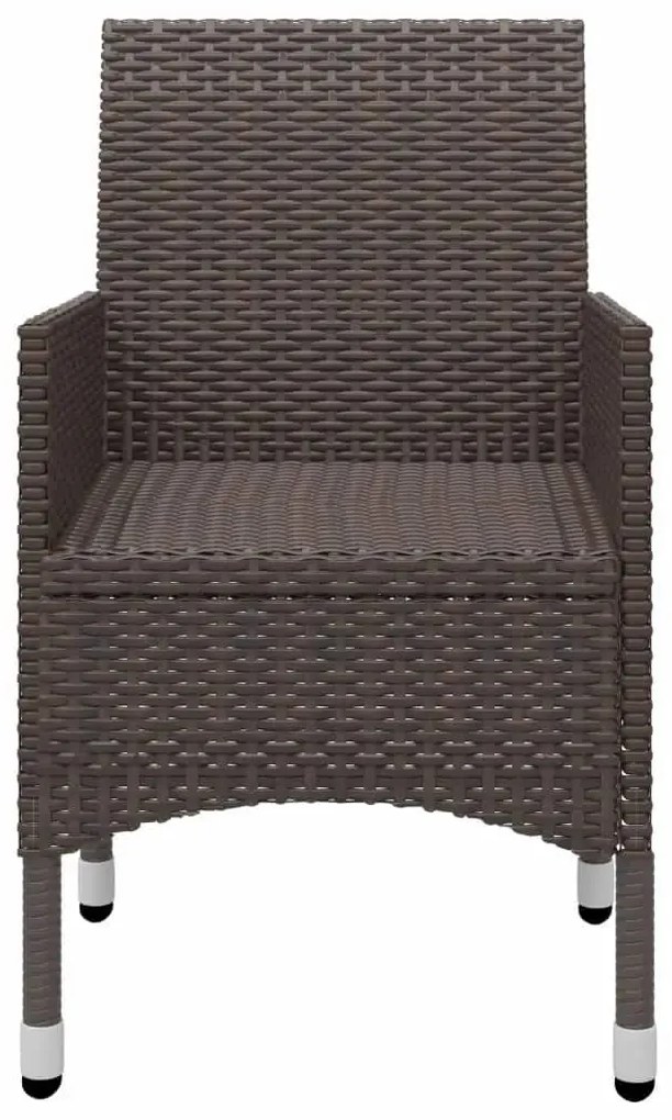 3 pcs conjunto de jantar para jardim com almofadões castanho