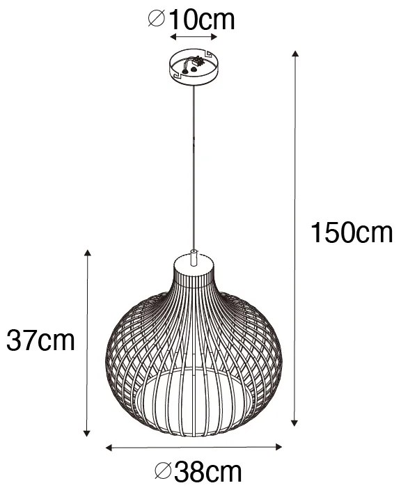 Candeeiro de suspensão moderno preto 38 cm - Saffira Moderno