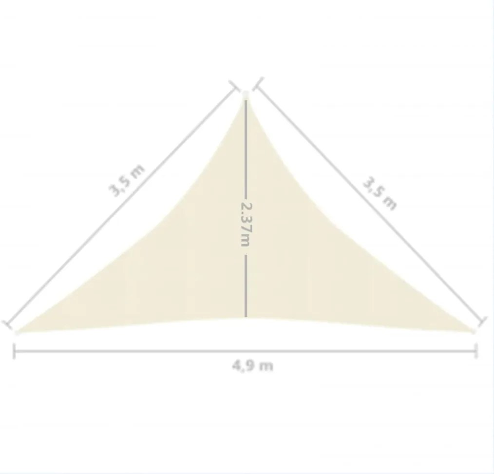 Para-sol estilo vela 160 g/m² 3,5x3,5x4,9 m PEAD creme