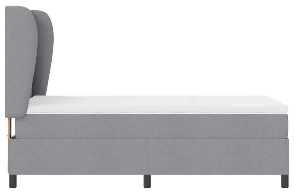 Cama Box com Colchão Cinza Claro 80 x 200 cm, Tecido de Qualidade.