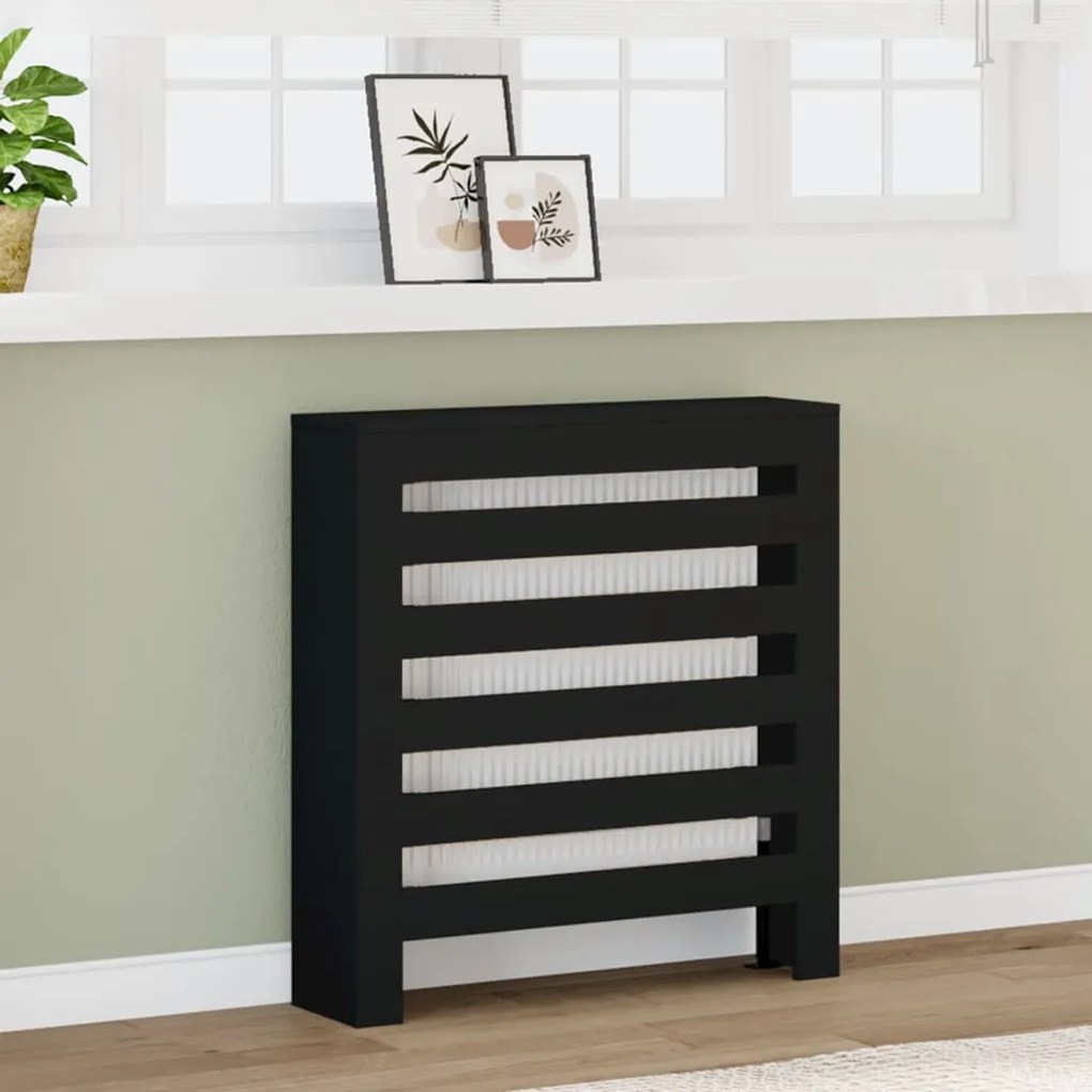 Cobertura de radiador 78x20x82 cm derivados de madeira preto