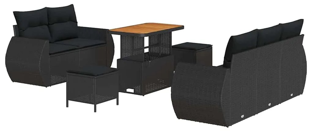 Conjunto de Sofá de Jardim com 8 Peças da com Almofadas, Rattan de Pol
