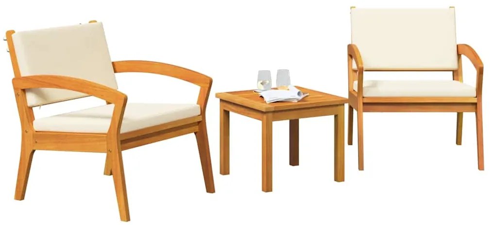 Conjunto de Bistro de 3 Peças da com Almofadas - Feito de Madeira de A