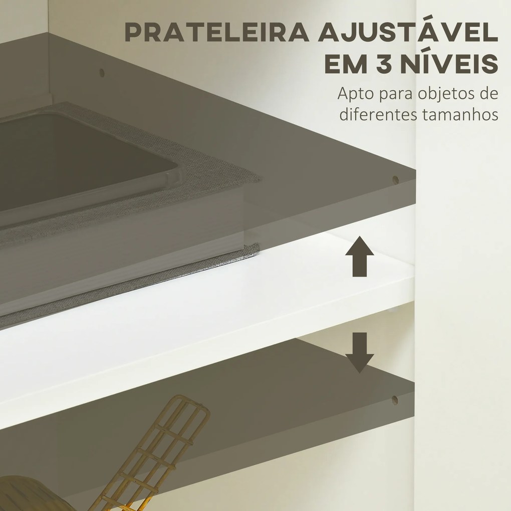 HOMCOM Aparador de Sala de Estar Armário de Armazenamento Móvel Auxiliar de Cozinha com 2 Portas e Prateleira Ajustável para Sala de Jantar Entrada 80x37x75 cm Branco e Madeira