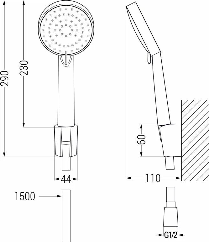 Mexen R-75 conjunto de chuveiro de ponto, cromado - 785755052-00