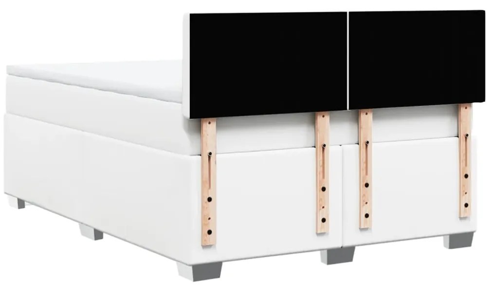 Cama com molas/colchão 140x200 cm couro artificial branco