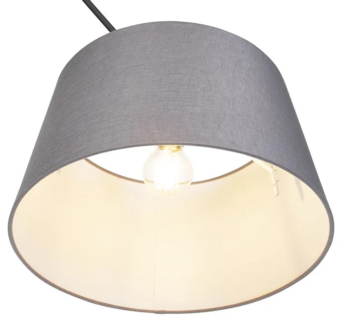 Candeeiro de suspensão preto com abajur em linho cinzento escuro 35 cm - Blitz Country / Rústico,Moderno