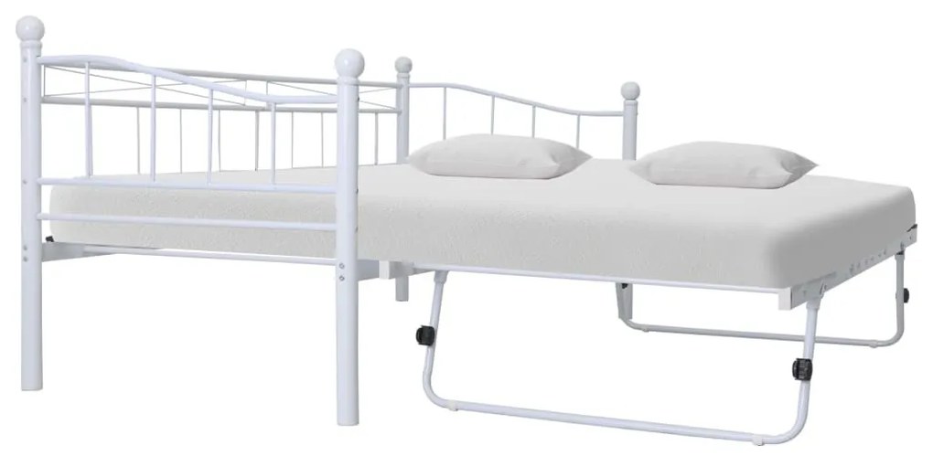 Estrutura de cama em aço 180x200/90x200 cm branco
