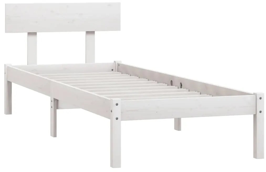 Estrutura de cama solteiro 90x190 cm pinho maciço branco