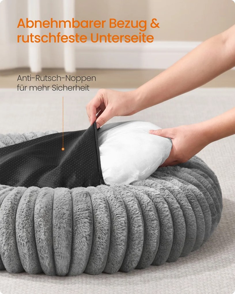 Cama para cães com 80 cm de diâmetro, lavável, cinzenta