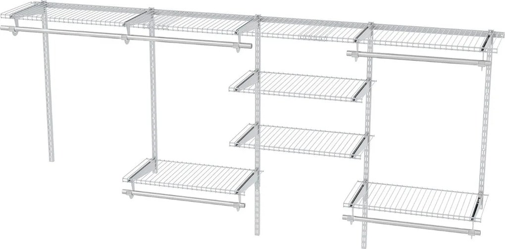 Guarda roupa aberto parede 122 - 244 cm Cabide de parede extensível Sistema de armazenamento DIY Branco